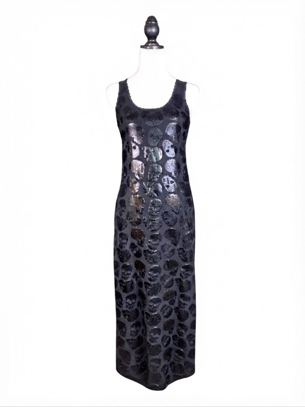 Iron Fist Skullz Club Dress Black Maxi Bodycon Skull Motif Goth Punk Rave M NWT - Picture 2 of 7
